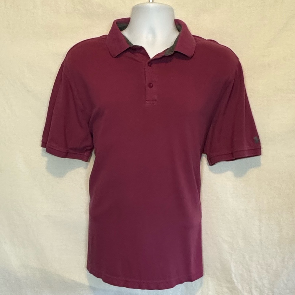 A-186 Men’s Under Armour Berry Pink Polo Style Short Sleeve‎ Shirt Size L